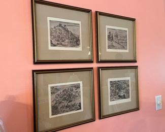 NOW $75 was $150 Set of 4 prints antique ones nicely framed 