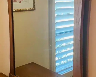 $175 	
#6 Wood dresser 7 drawers 54X18X31 & mirror 