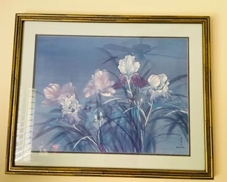 $100 	
#7 David Lee Oriental print numbered in bamboo									
		gold frame 32x26		