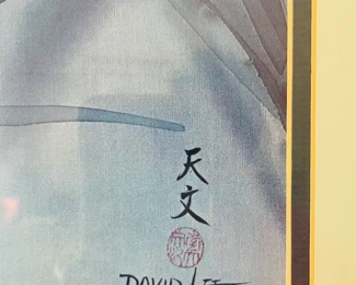 $100 	
#7 David Lee Oriental print numbered in bamboo									
		gold frame 32x26		