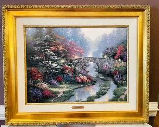 $300 	
#26 Thomas kinkade canvas Still Water Bridge 32x26 Ed. 2748/2750 - Certificate included. 