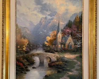 $400 	
#29 Thomas kinkade canvas The Mountain Chapel Chapels of Nature 1 serie 33x39 Ed 286/5950- Certificate included 	