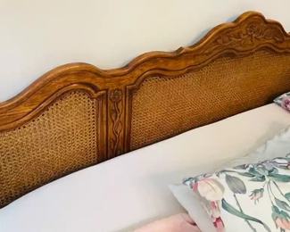 $350 	
#35 French Provencal King bedroom set - King bed  				with tempupedic mattress & #36night stands 26x17x24	