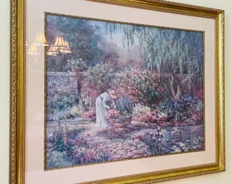 $75 	
#39 Print lady working in the garden 38x32 	