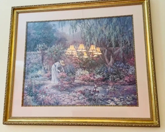 $75 	
#39 Print lady working in the garden 38x32 	