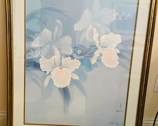 $80 	"
#45 David Lee Asian print of flowers, "		