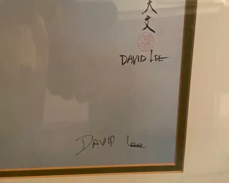 $80 	"
#45 David Lee Asian print of flowers, "		