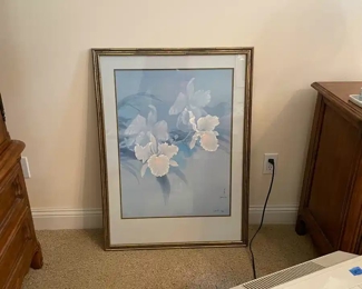 $80 	"
#45 David Lee Asian print of flowers, "		