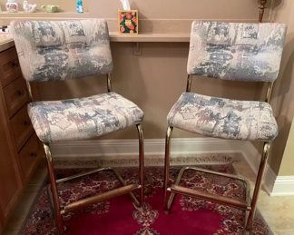 $135.00	
#48 three gold chrome chairs Retro counter heights 		