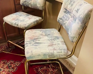 $135.00
#48 Three gold chrome chairs Retro counter heights 		