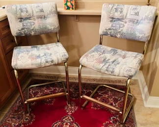 $135.00
#48 Three gold chrome chairs Retro counter heights 		
