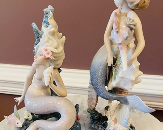 #53B - $300 - 2 Lladros mermaid 
