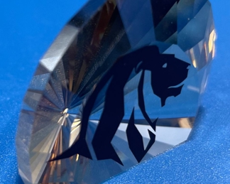 $14 	
#81 Swaroski amber tiger paperweight lion head 	