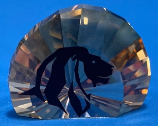 $14 	
#81 Swaroski amber tiger paperweight lion head 	