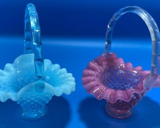 $40 - #113 Two Fenton hobnail baskets not signed 