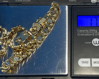 #96 $400 - 14kt turkey yellow gold bracelet & 2 rings-  ring size 7, total 17.68 grams - marked 14kt turkey