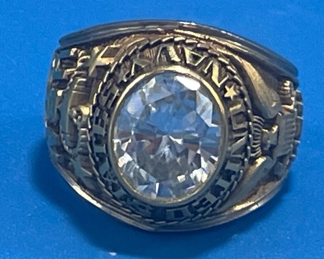 #103 - $50 USN Graduation ring Sz 9 /12 