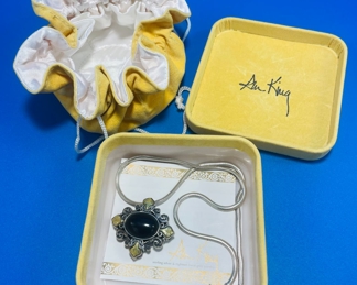 #106 - $75 - Ann King Sterling & 18kt pendant on sterling 19" chain 