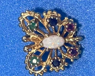 #141 -$40 -14kt gold butterfly pendant 1" - 1.69gr