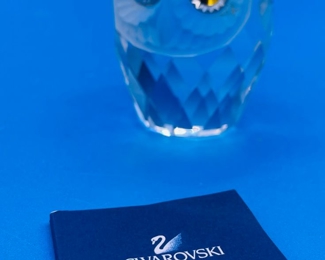 #160- $38- Swarovski owl with green eyes 