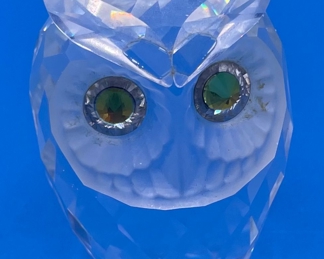 #160- $38- Swarovski owl with green eyes 