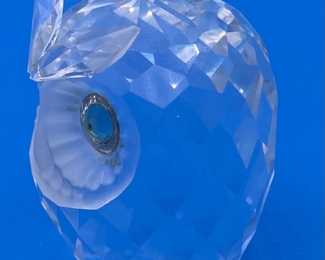 #160- $38- Swarovski owl with green eyes 