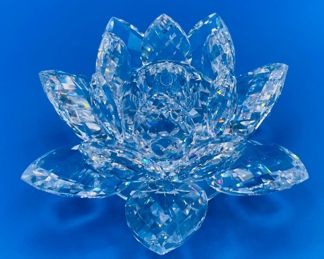 #161 - $38 Swarovski crystal water lily lotus 4" candleholder