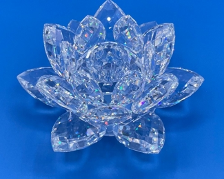 #161 - $38 Swarovski crystal water lily lotus 4" candleholder