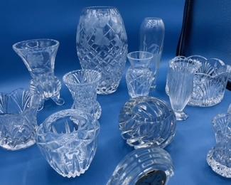 #162 $60 - Lot crystal small vases Lenox, Marquis, Mikasa ,Martha stewart 13 pieces 