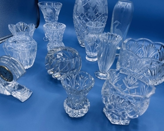 #162 $60 - Lot crystal small vases Lenox, Marquis, Mikasa ,Martha stewart 13 pieces 