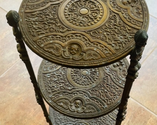 #173 - $60 Vintage metal round 3 tiered table 