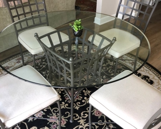 #182 - $295 Dinette set metal & glass top table SIZE need