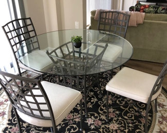 #182 - $295 Dinette set metal & glass top table SIZE need