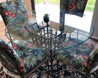 #182 - $295 Dinette set metal & glass top table SIZE need
