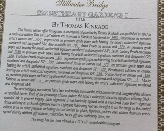 $300 	
#26 Thomas kinkade canvas Still Water Bridge 32x26 Ed. 2748/2750 - Certificate included. 