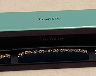 #108 - $1200 14kt gold vintage Tiffany & Co marked bracelet 14 grams- 7.5”L, 4 to 6mm.