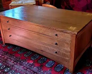 Stickley double sided 3 drawer coffee table
