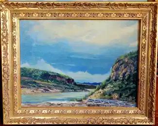 Southwest River Bluffs-original oil by John T. Clancy- circa 1940s