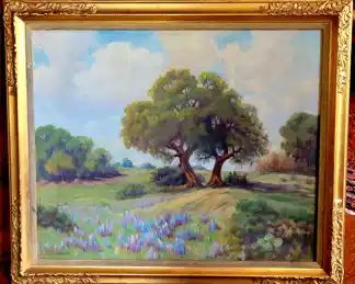 "California Oaks and Lupine" ...original oil by Jim Wilson, circa 1930's. Listed artist