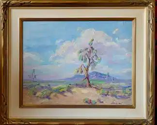 "California Desert" ..original oil byEva Van Loan Smith (1890-1982) listed artist.