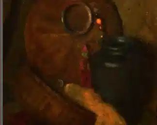 "Still Life with Baskets" original oil painting by well listed artist Francis Bradford (1898-1961)