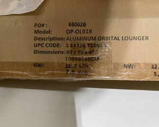 Aluminum Orbital Lounger.  2 available