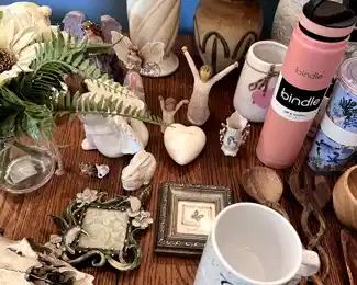 vases, Willow Tree Angels, small metal picture frames,