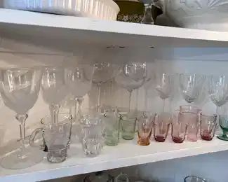 crystal wine glasses, miniature glassware.