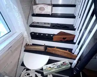 various shelving, coat hooks,