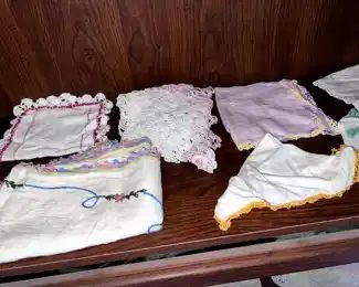 hand embroidered doilies and handkerchiefs,