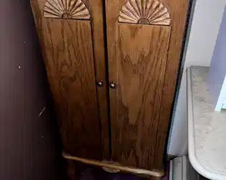 oak jewelry cabinet,