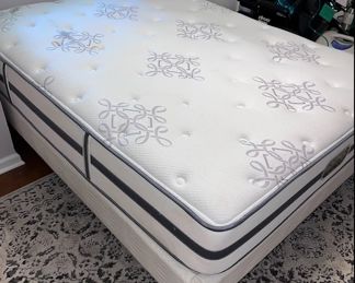 queen size adjustable bed frame, box spring and mattress,