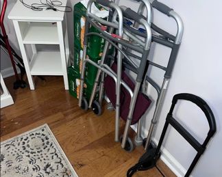 walkers, adult diapers (unopened), grocery cart,