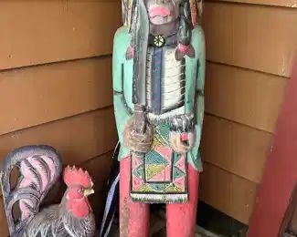 Hand Carved Wooden Indian 
Hand Carved Wooden Rooster